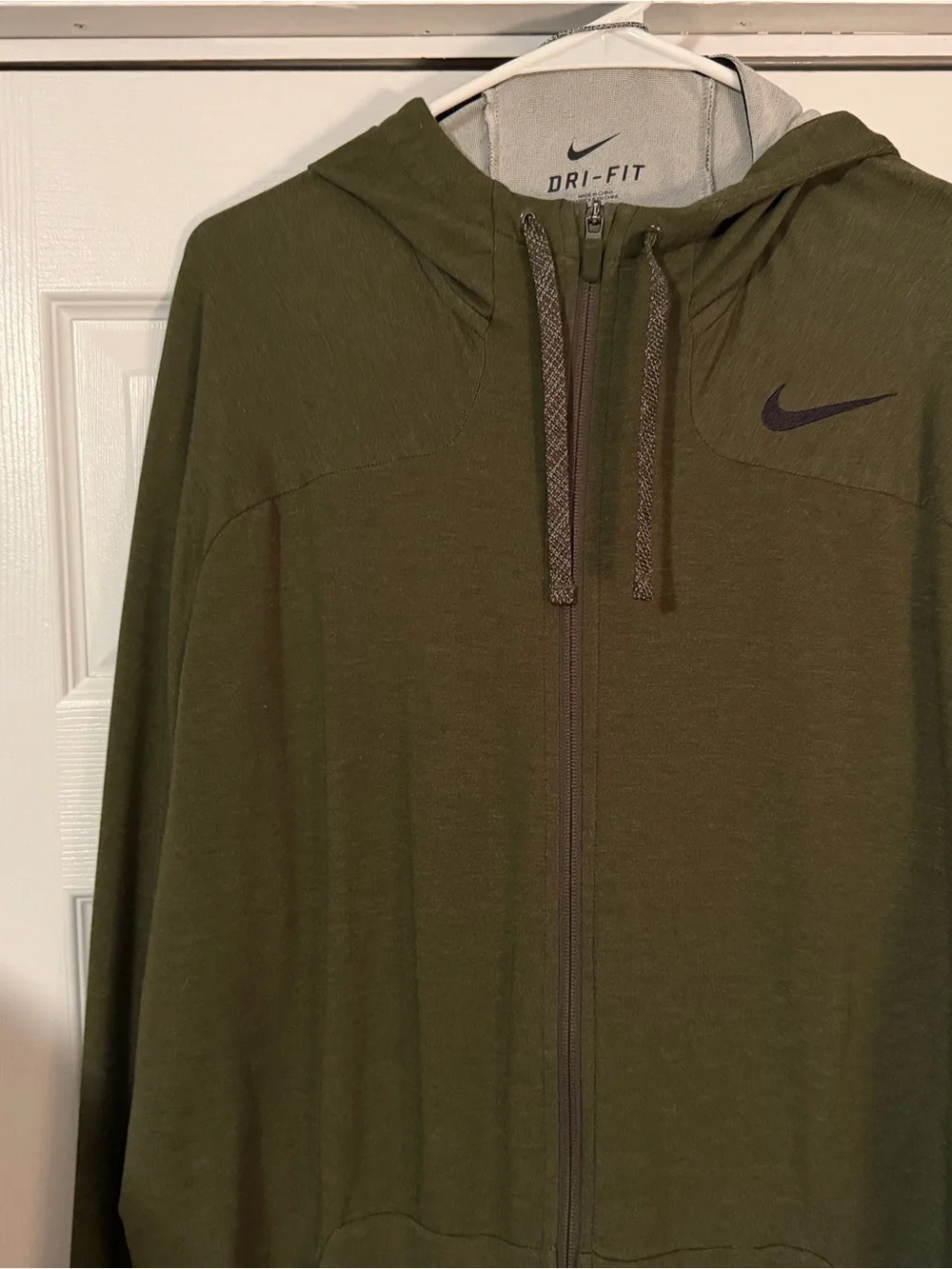 Nike Olive Green Dri-FIT Full-Zip Hooded Performance Jacket